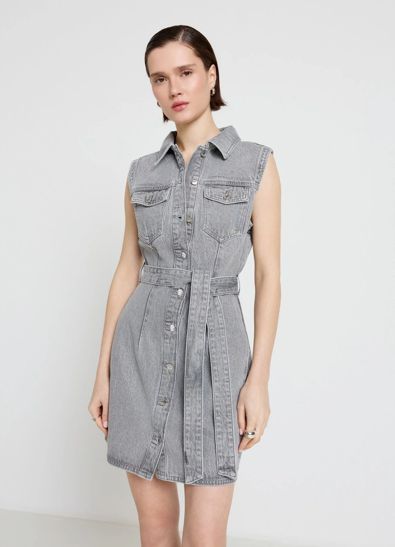Vestito chemisier in denim con cintura - Image 2