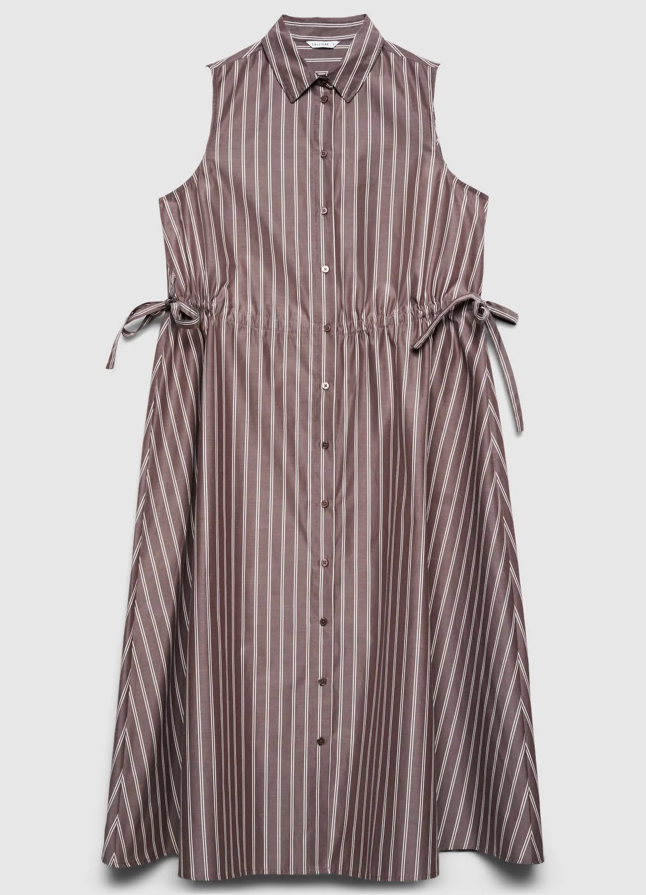Vestito chemisier lungo a righe con lacci - Image 4