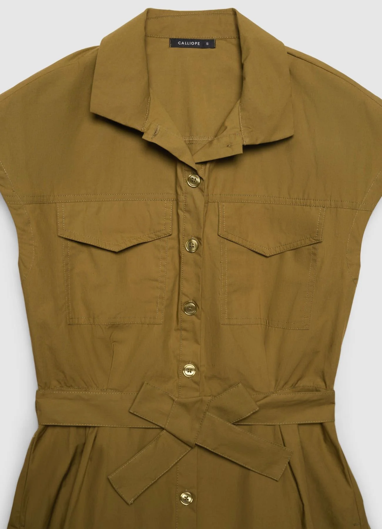 Vestito chemisier smanicato con cintura - Image 6