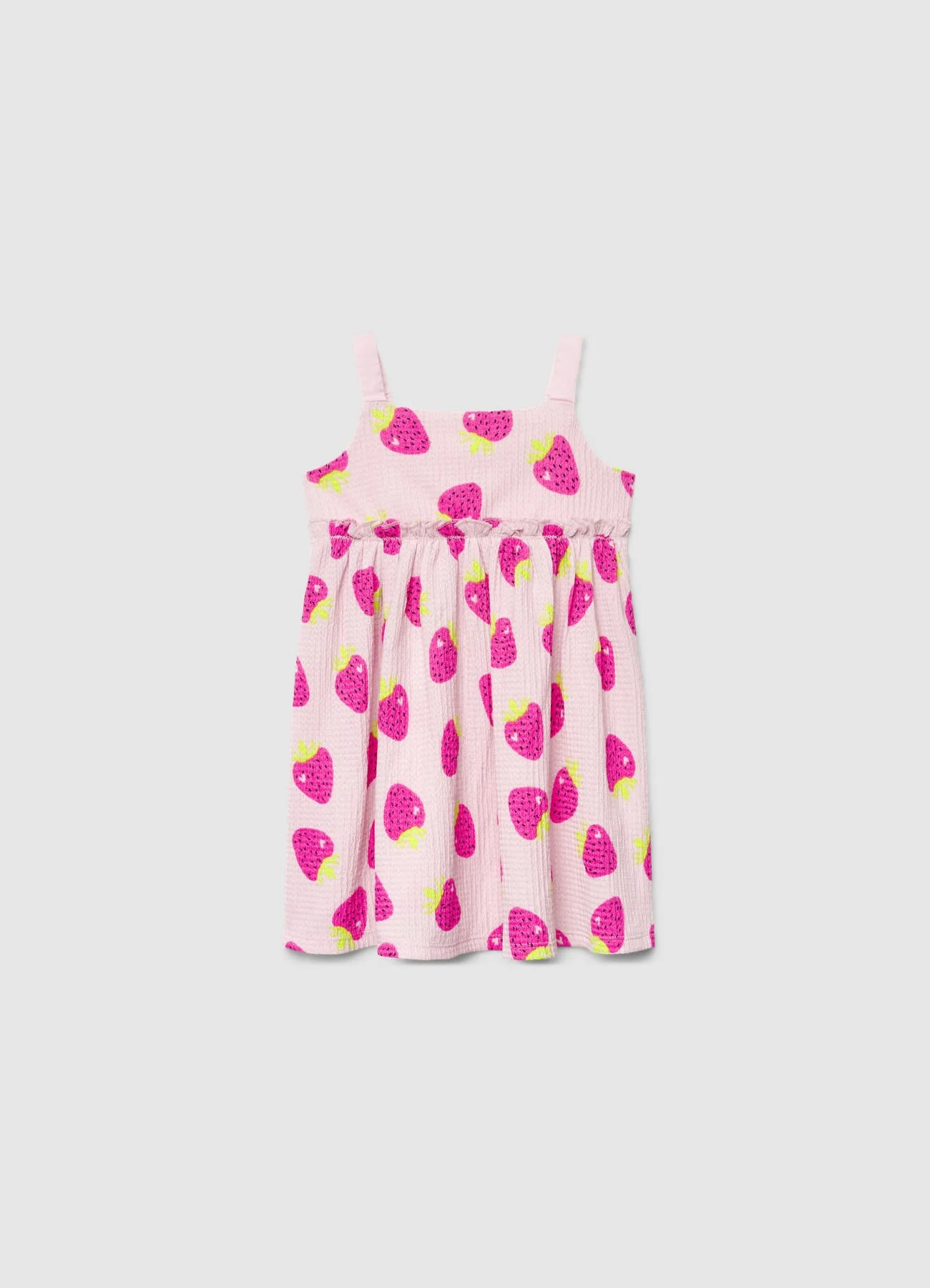 Vestito con stampa fragole e balza