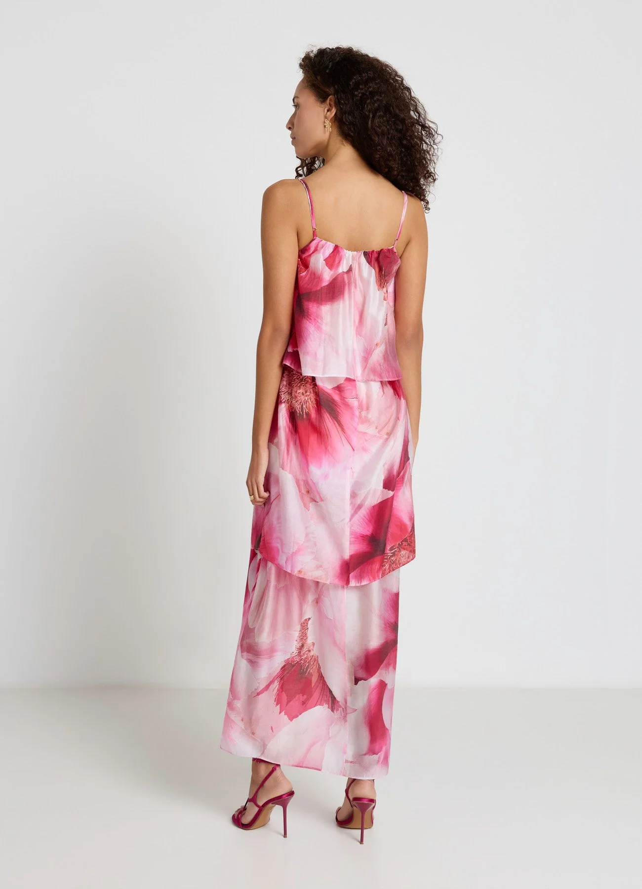 Vestito lungo a balze con stampa floreale - Image 2