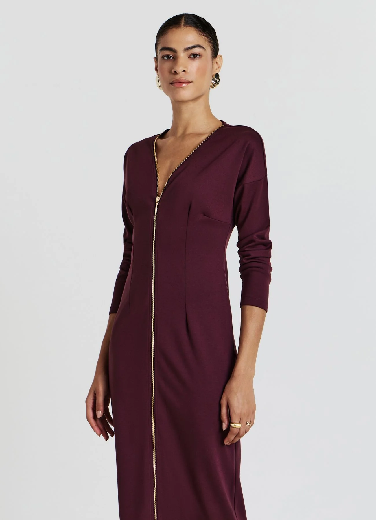 Vestito lungo cerniera oro