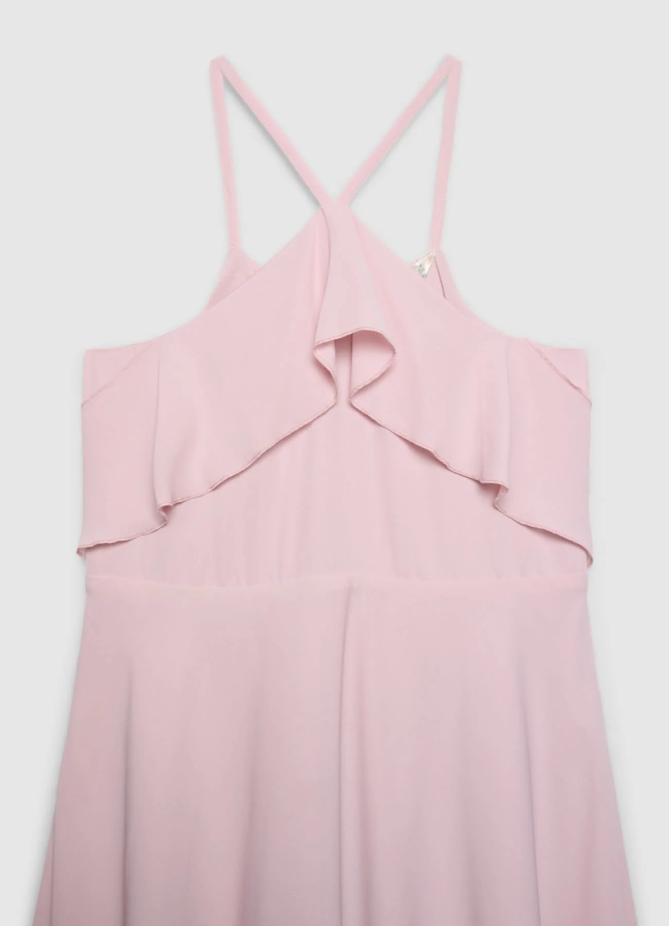 Vestito lungo con balze e spalline incrociate - Image 3