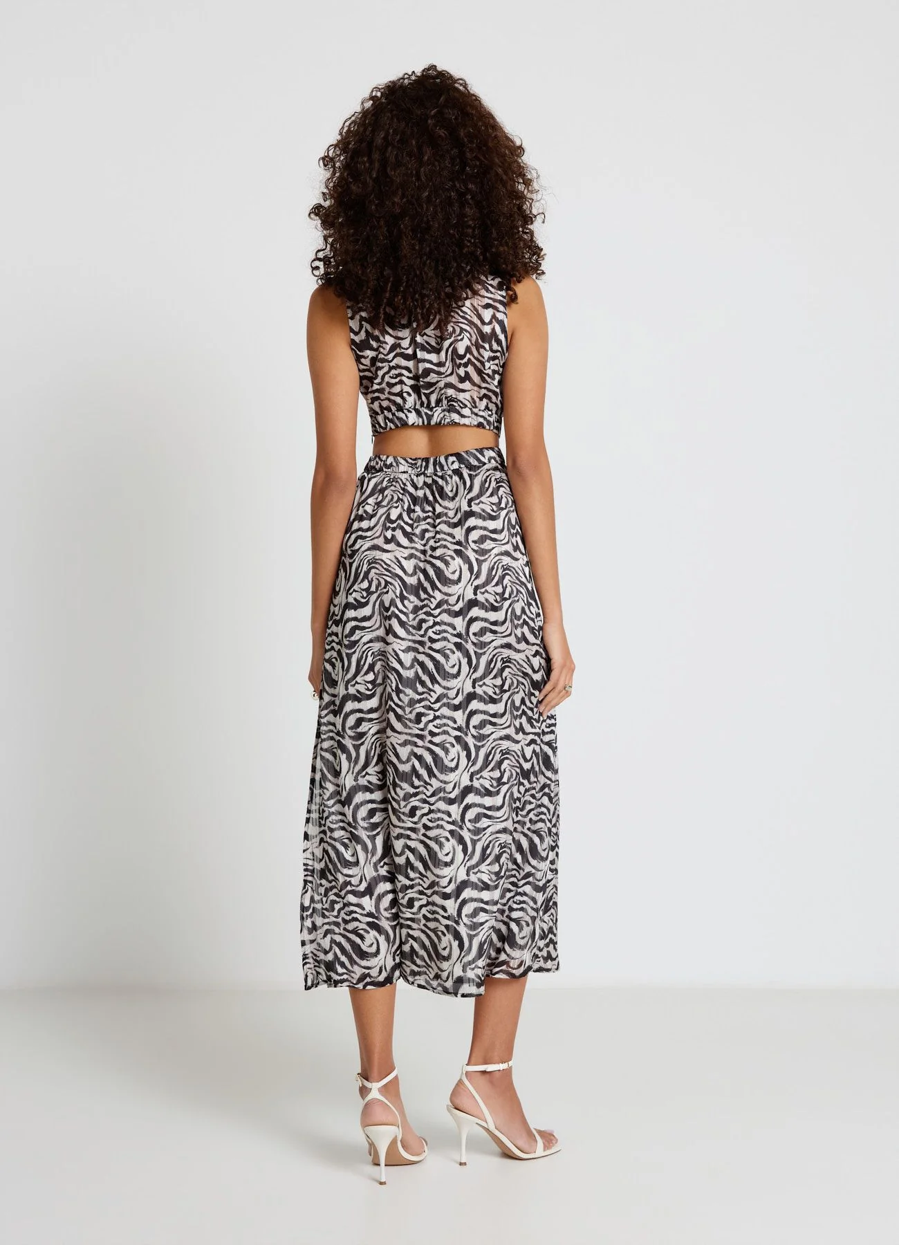 Vestito lungo con cut-out e stampa animalier