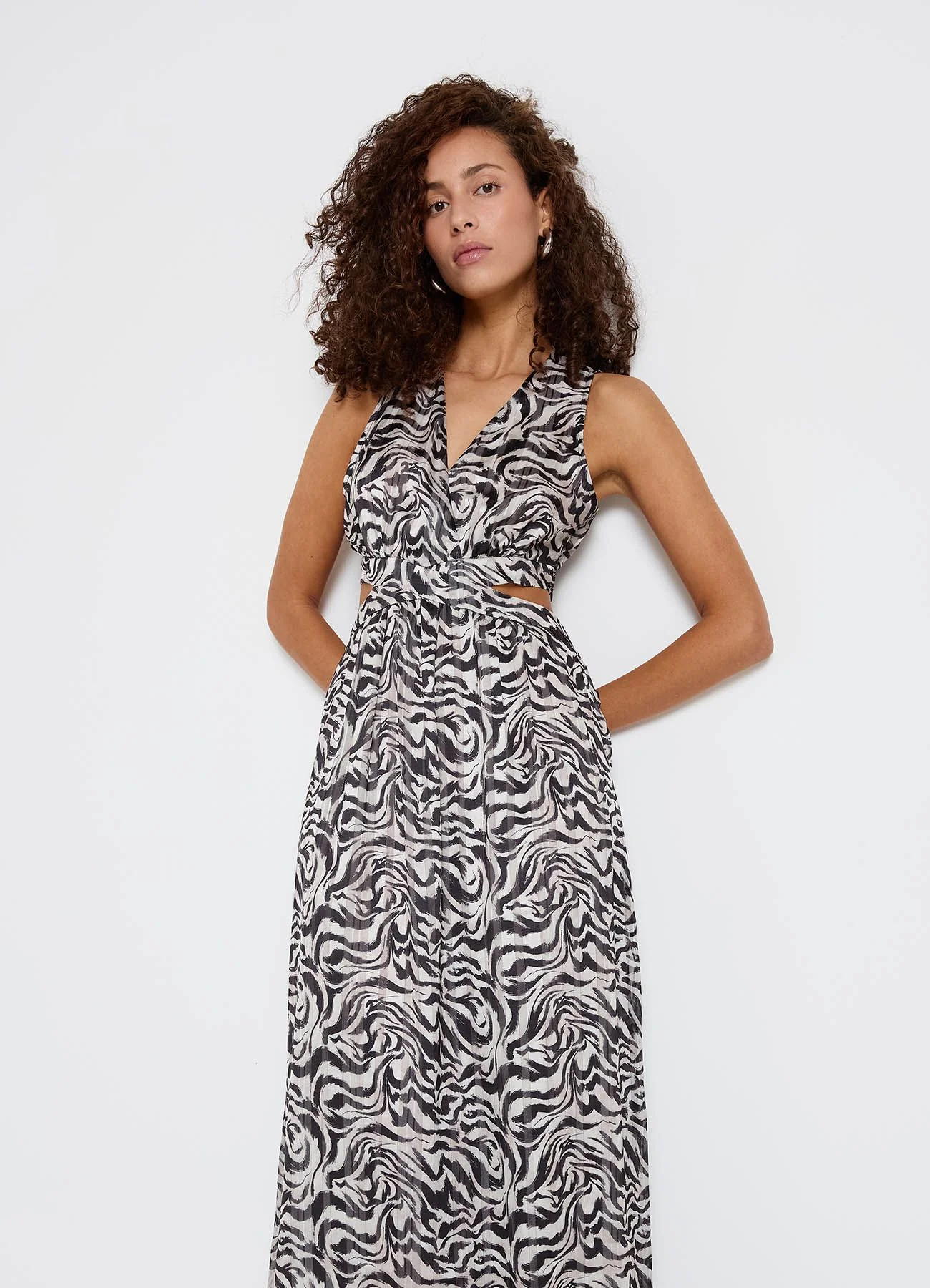 Vestito lungo con cut-out e stampa animalier - Image 4