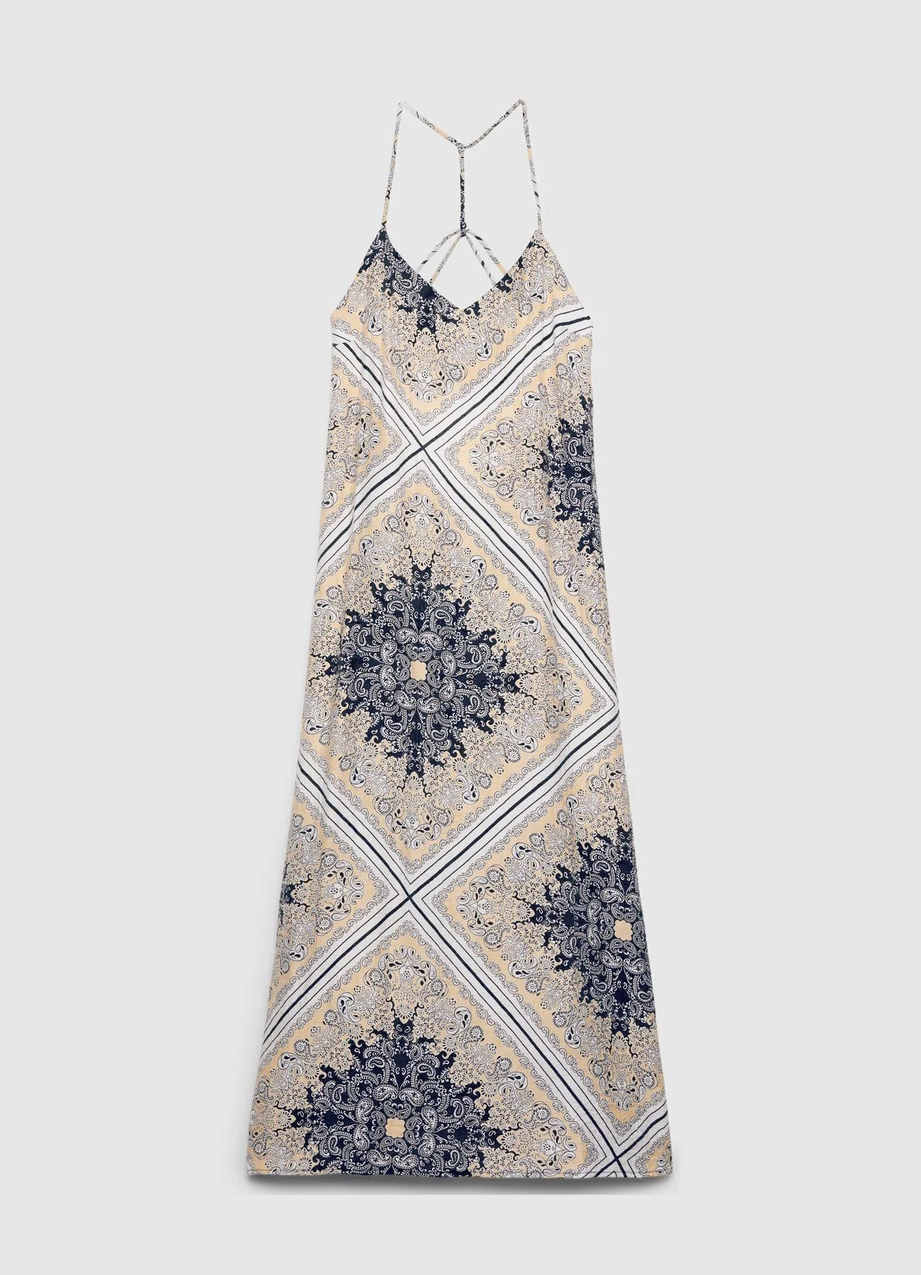 Vestito lungo con stampa bandana e spalline incrociate - Image 5