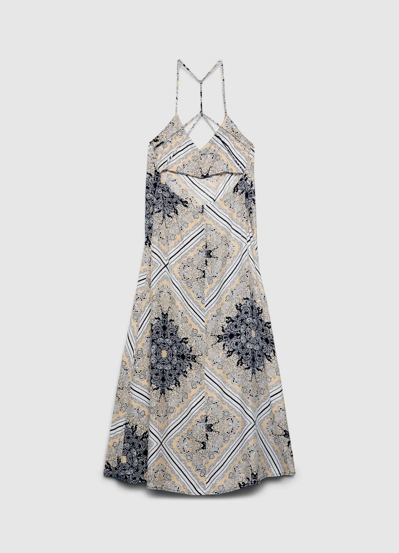 Vestito lungo con stampa bandana e spalline incrociate - Image 7