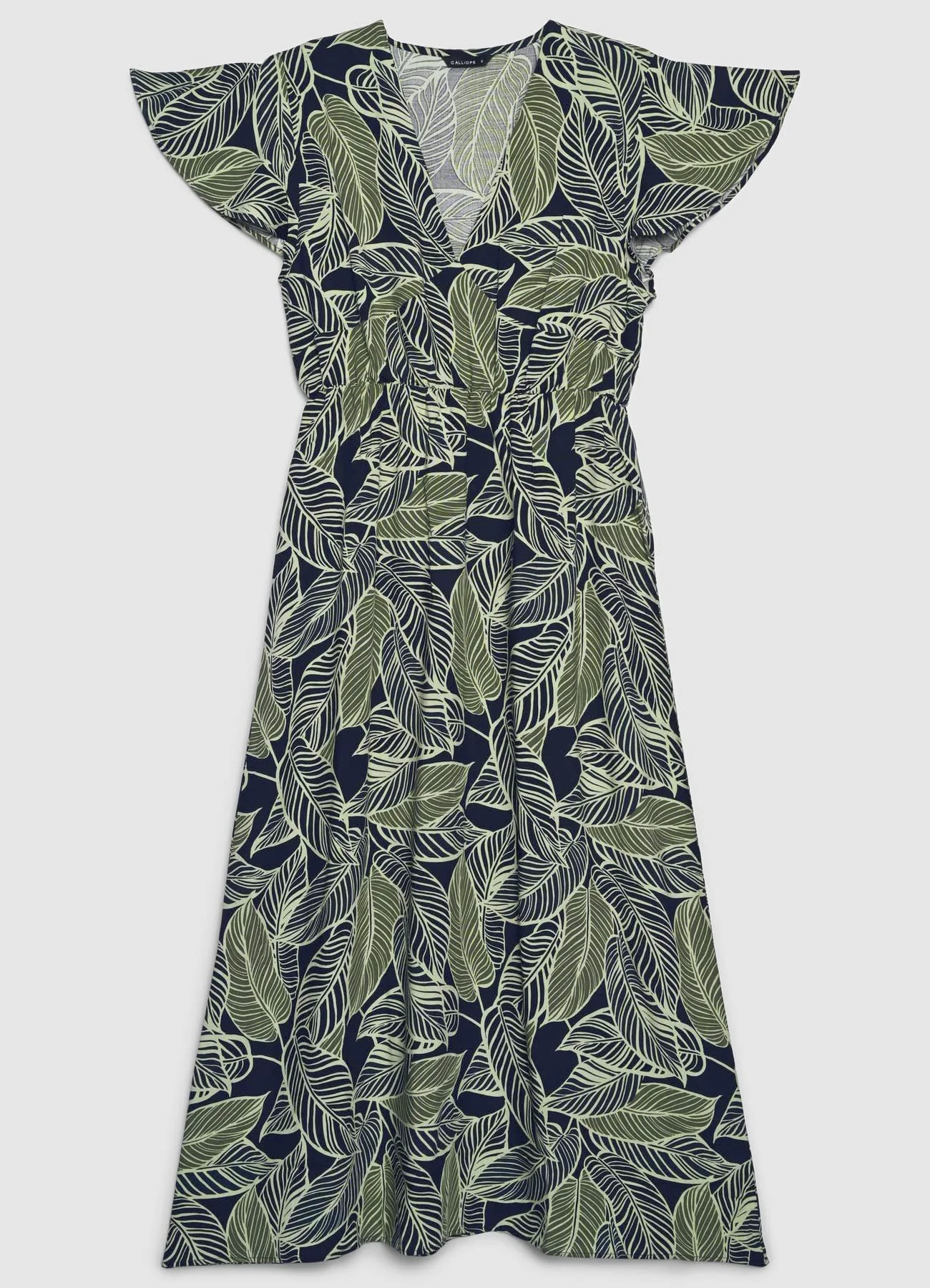 Vestito lungo con stampa foglie - Image 5