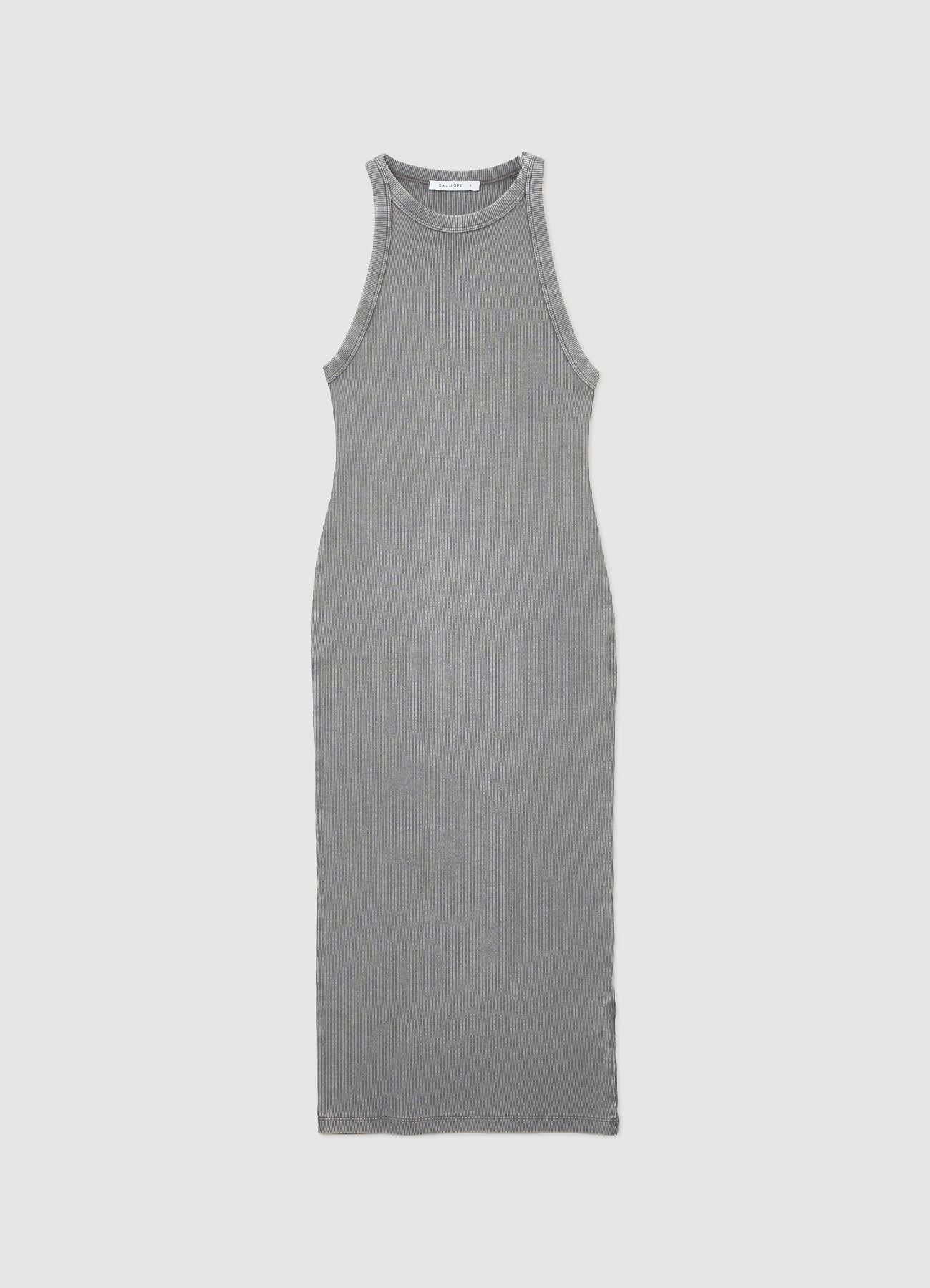 Vestito lungo costina a tinta unita - Image 6