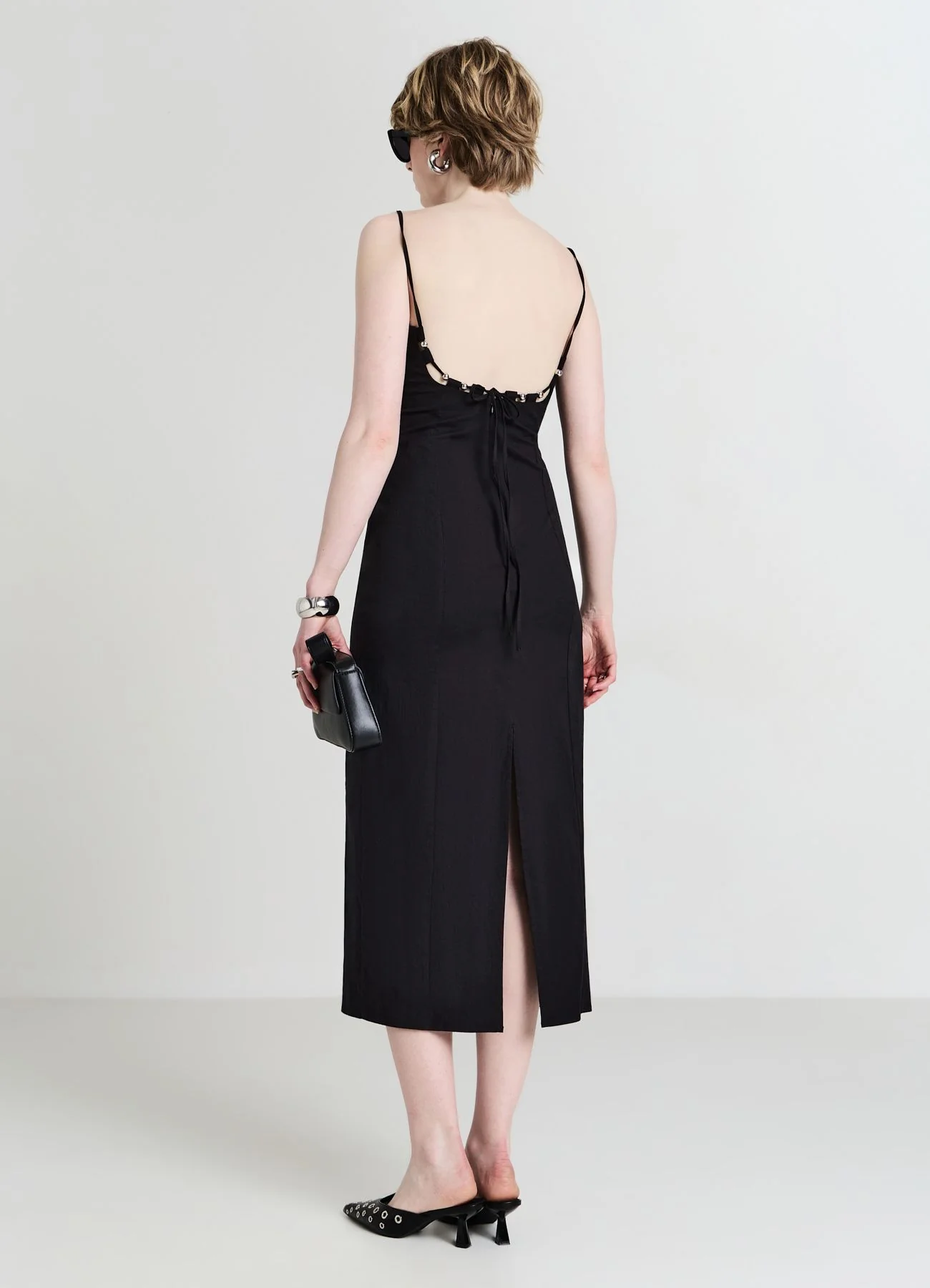 Vestito lungo cut out e perline - Image 3
