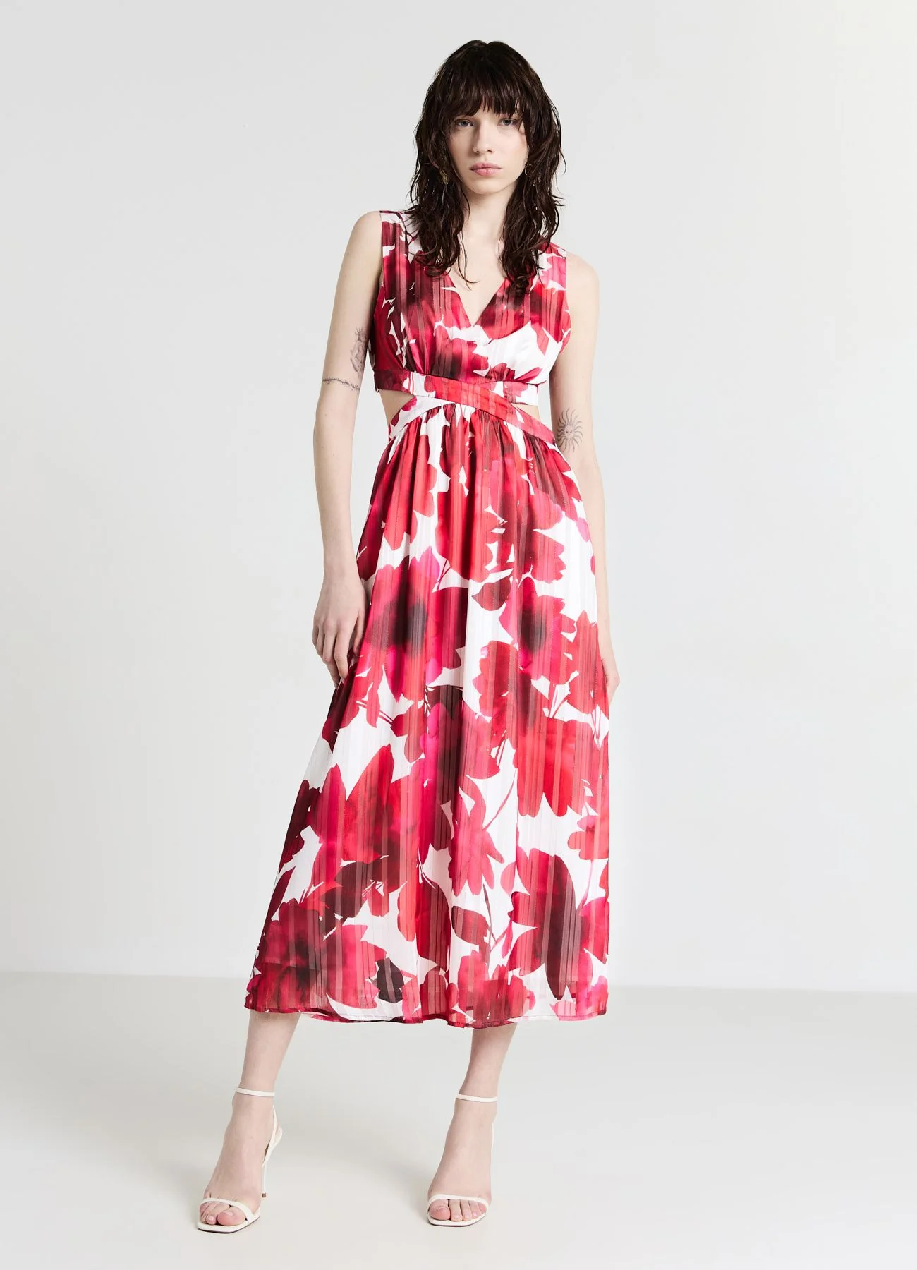 Vestito lungo cut out fiori