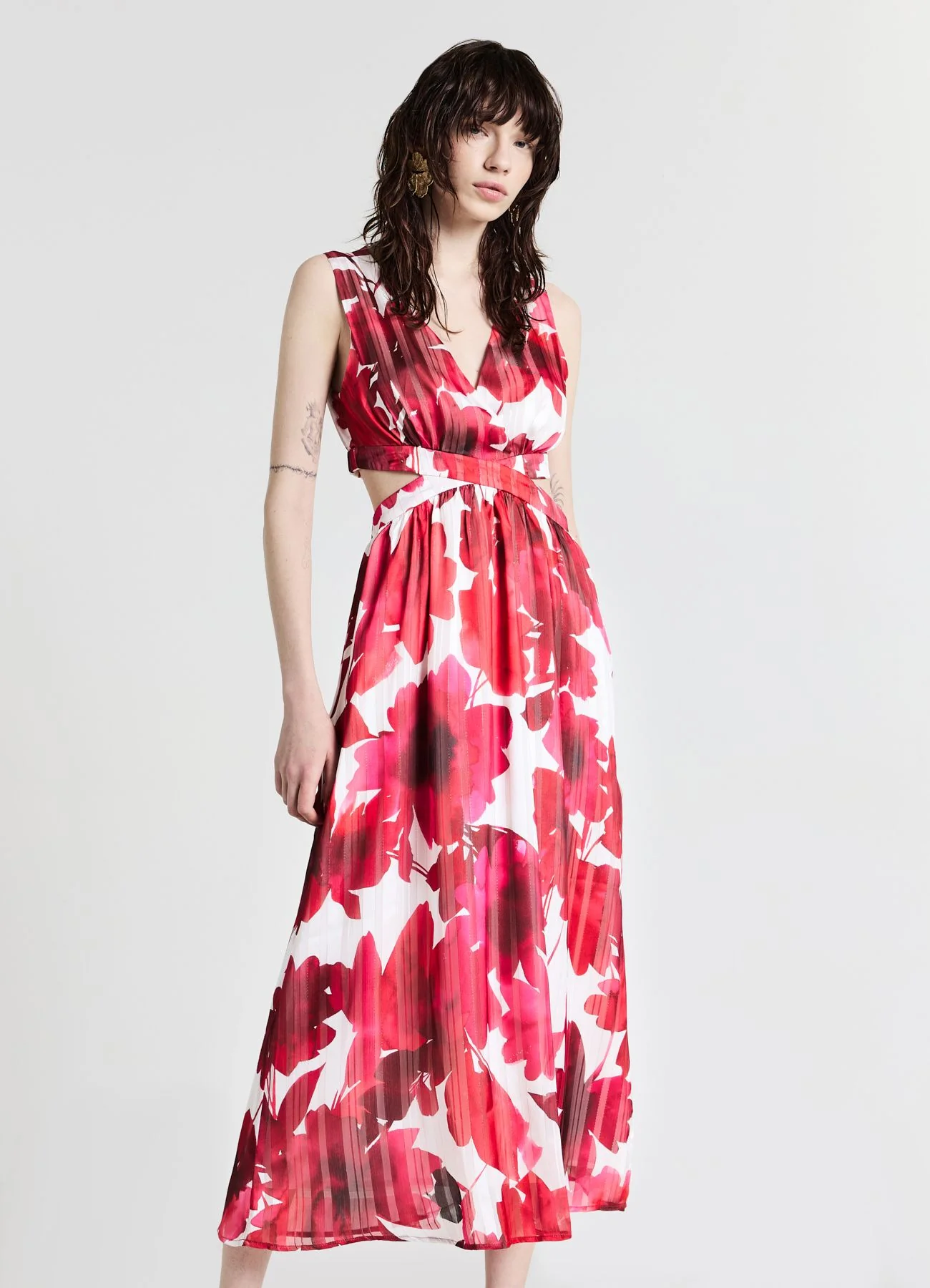 Vestito lungo cut out fiori - Image 2