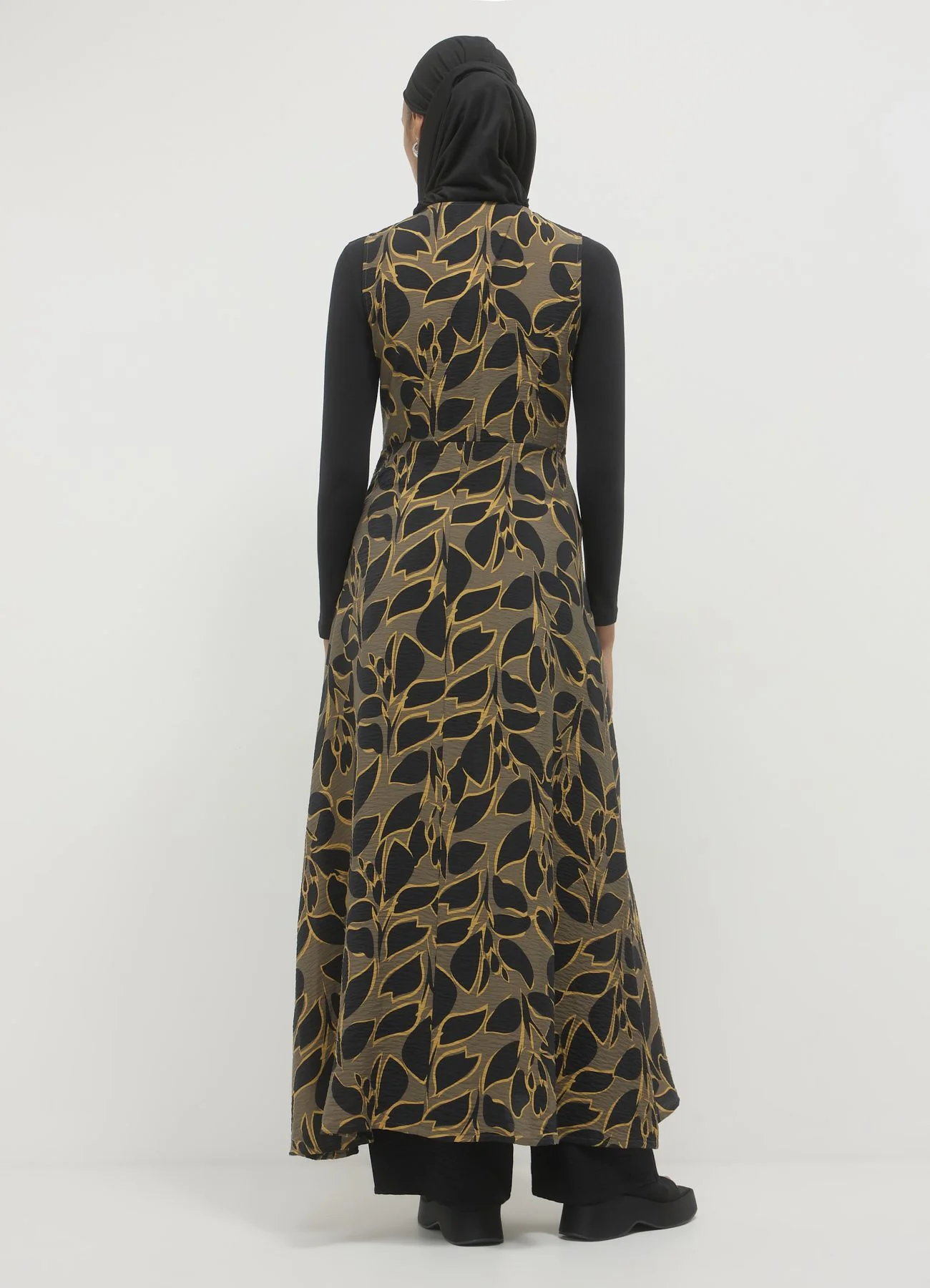 Vestito lungo fantasia fogliame - Image 3