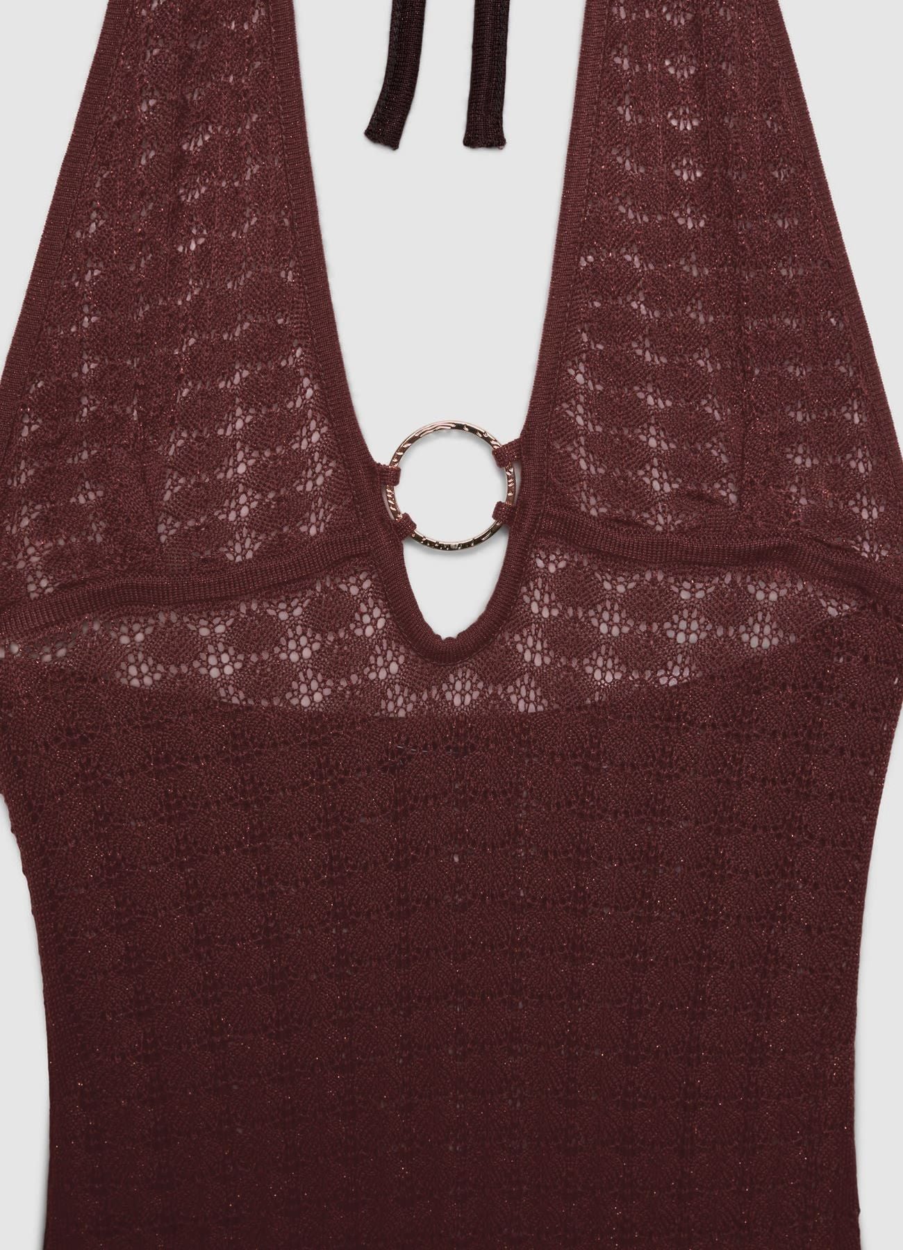 Vestito lungo in maglia all’americana con anello - Image 4