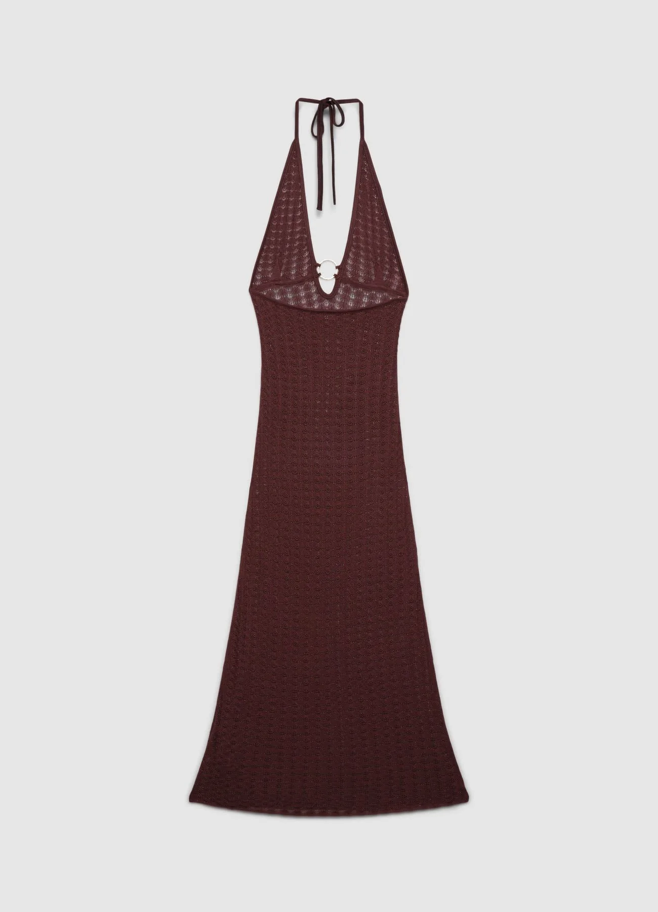 Vestito lungo in maglia all’americana con anello - Image 5