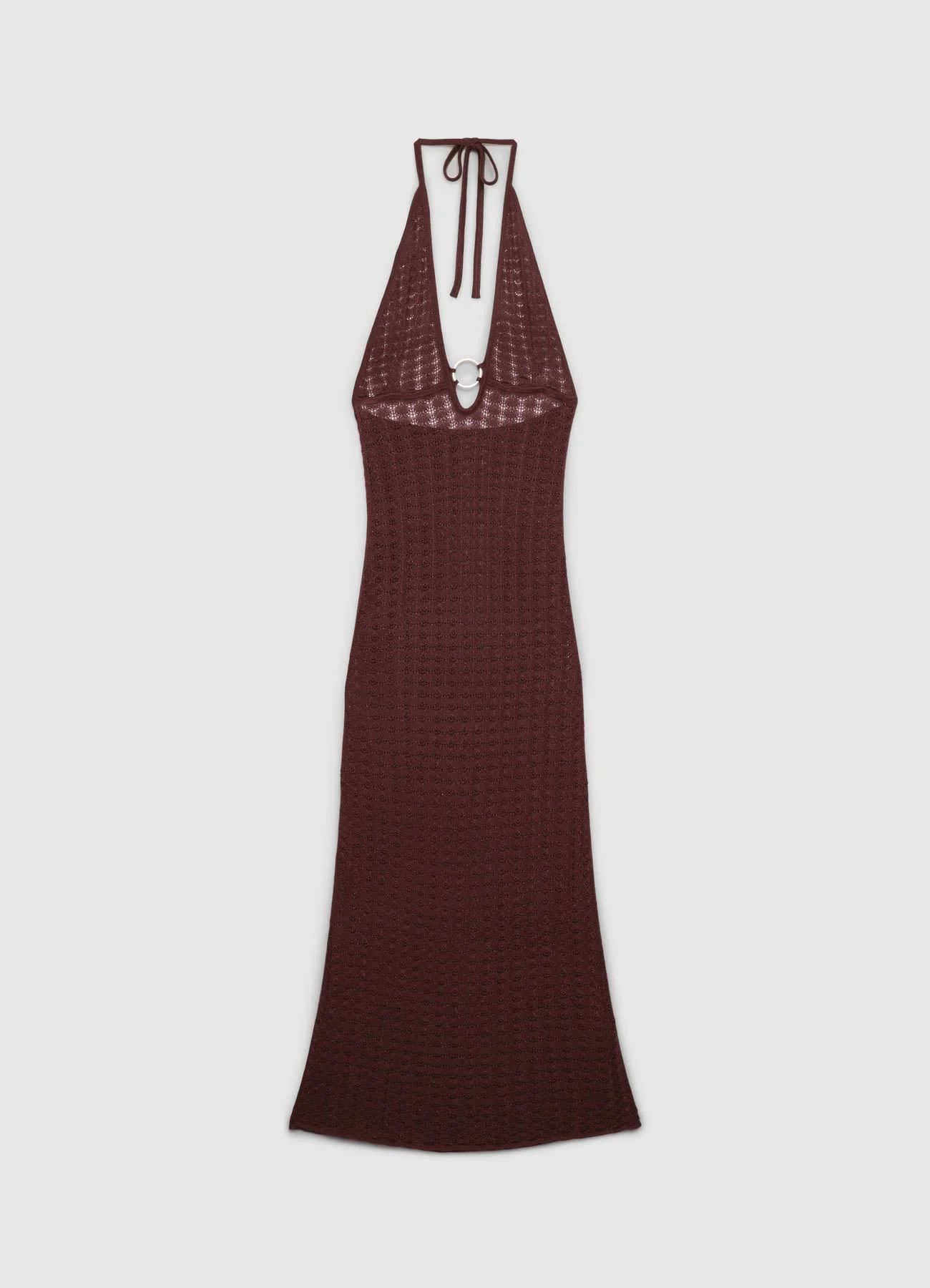 Vestito lungo in maglia all’americana con anello - Image 6