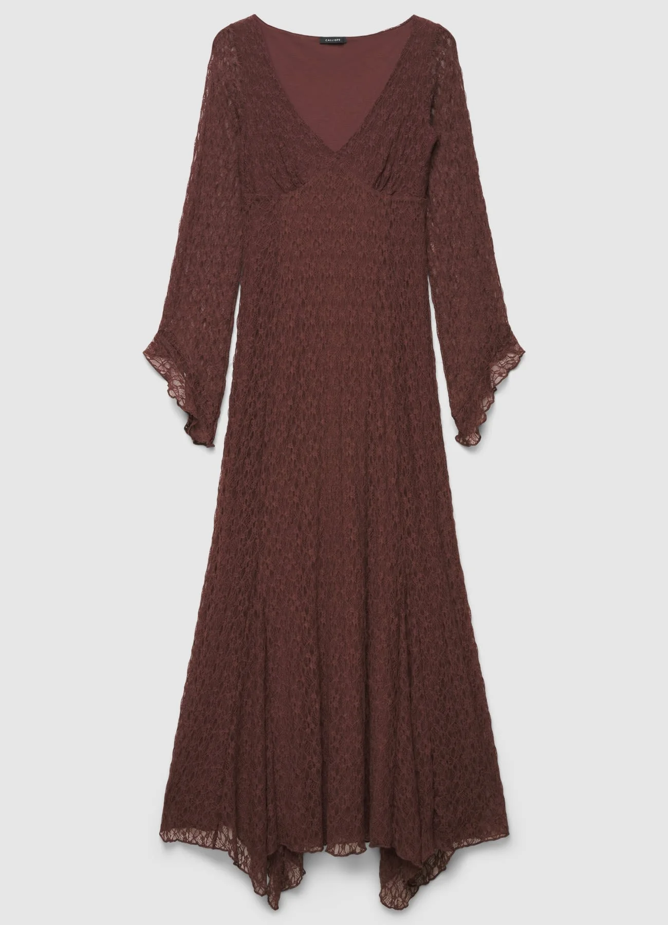Vestito lungo in pizzo con scollo a V - Image 6