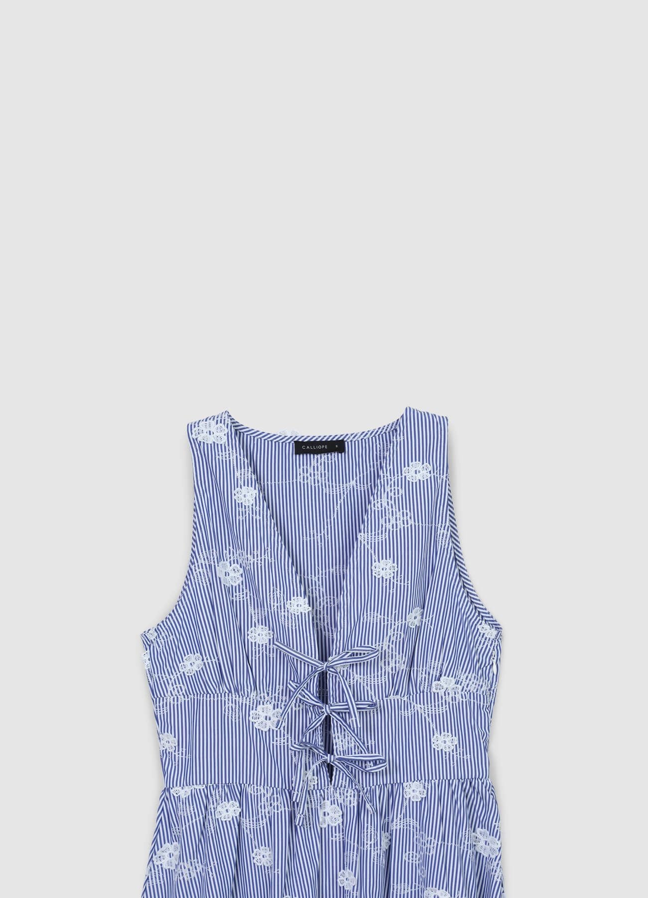 Vestito lungo righe con ricami - Image 5