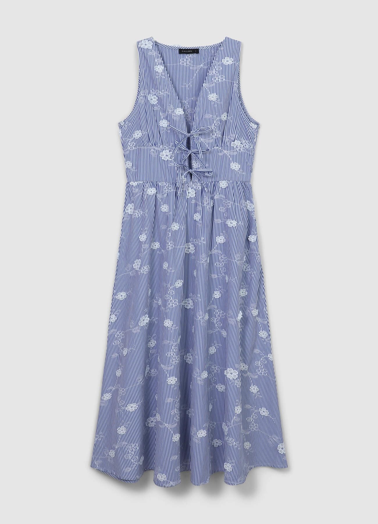 Vestito lungo righe con ricami - Image 6