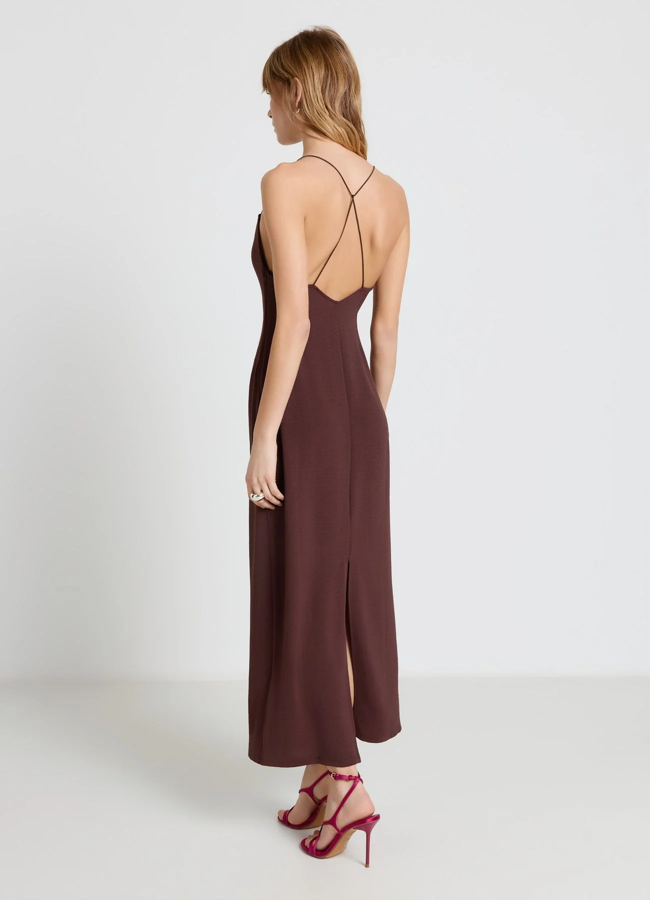 Vestito lungo scollato con spalline incrociate - Image 2
