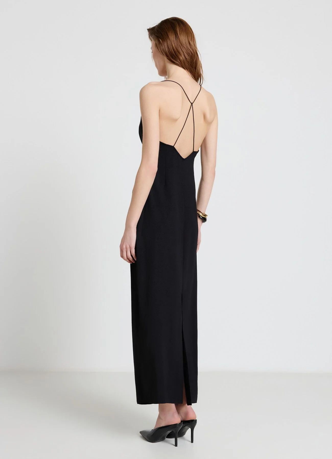 Vestito lungo scollato con spalline incrociate - Image 3