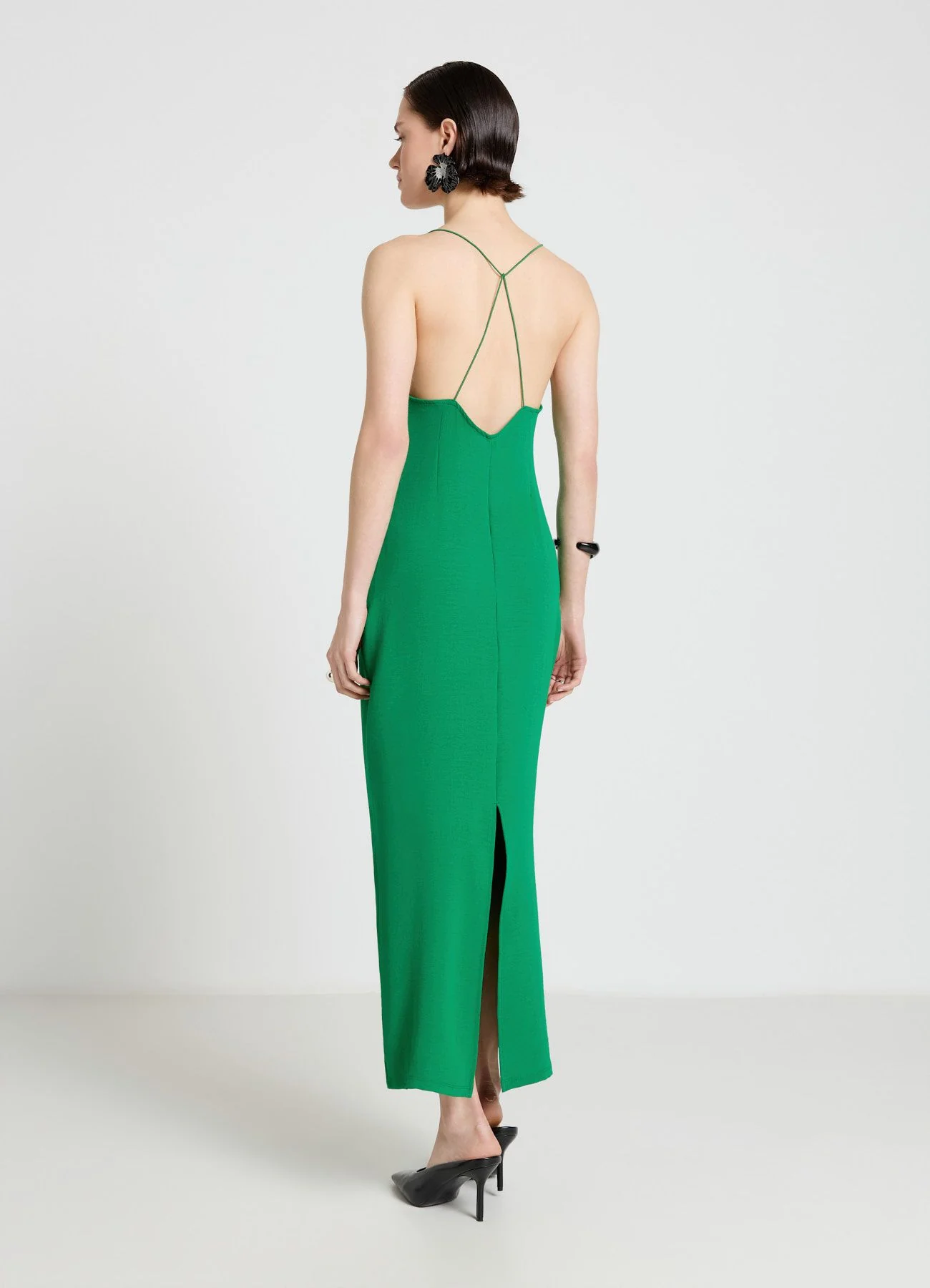 Vestito lungo scollato con spalline incrociate - Image 3