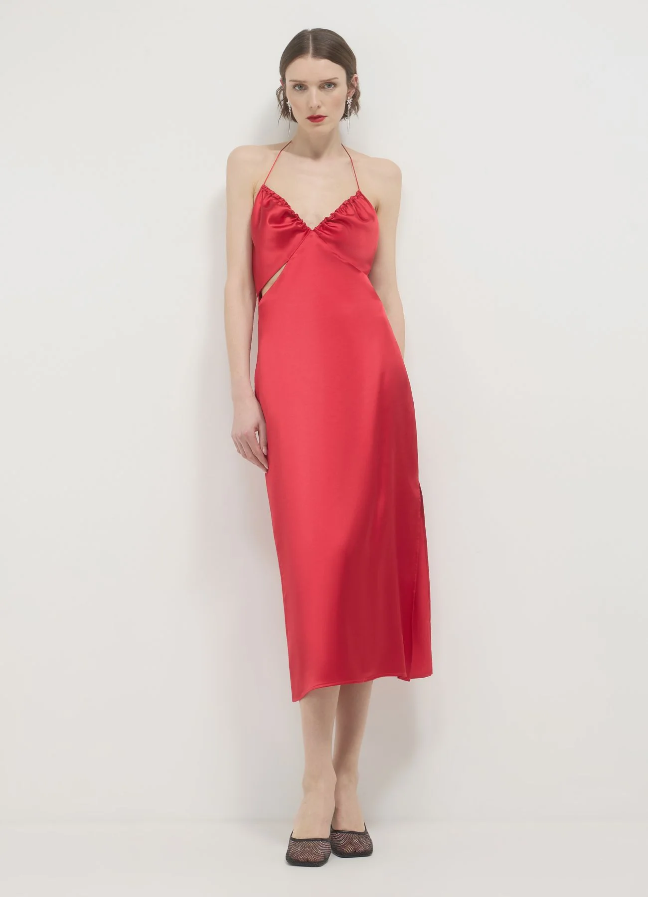 Vestito lungo simil satin cut out - Image 3