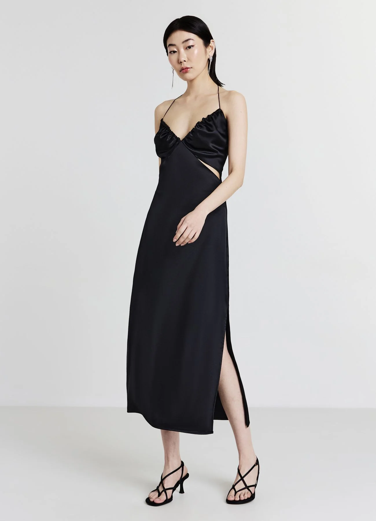 Vestito lungo simil satin cut out - Image 3