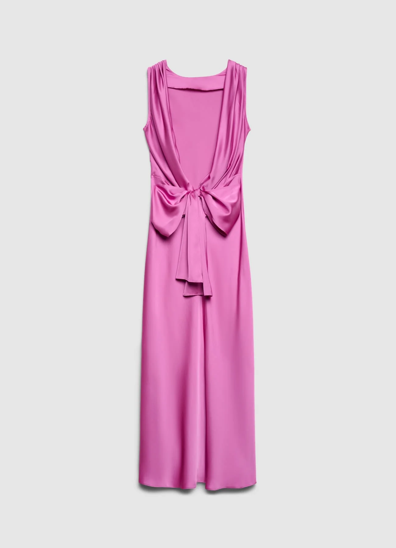 Vestito lungo similsatin con schiena scollata e fiocco - Image 5