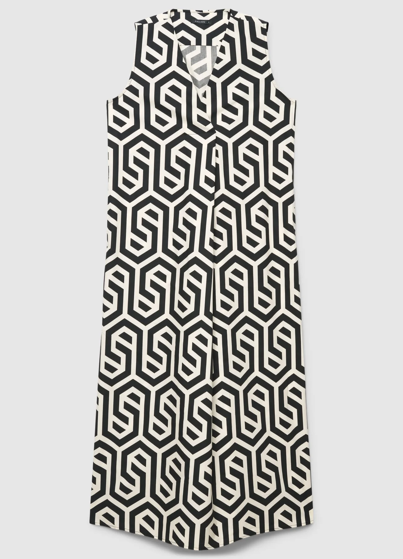 Vestito lungo smanicato con stampa geometrica - Image 5
