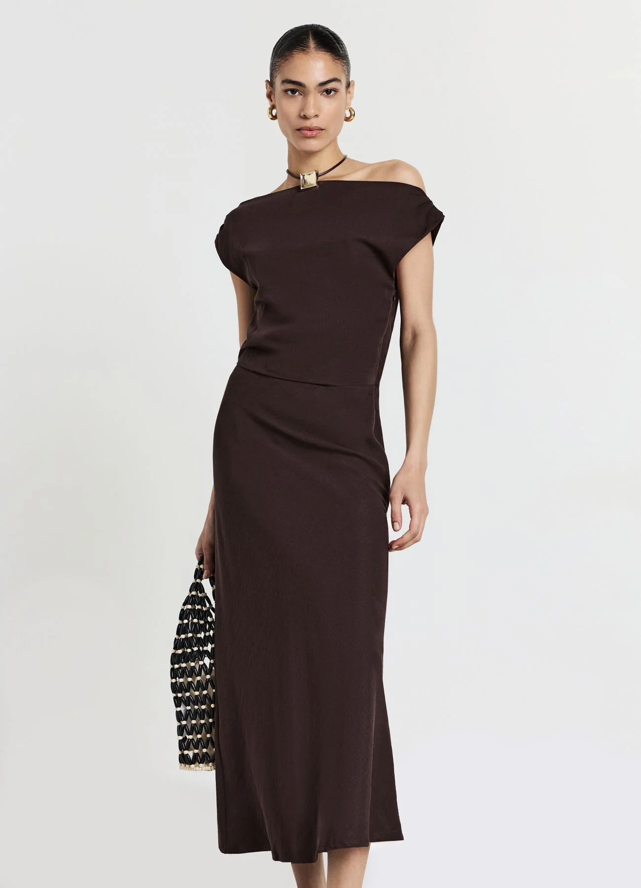 Vestito midi con spalla scesa - Image 2