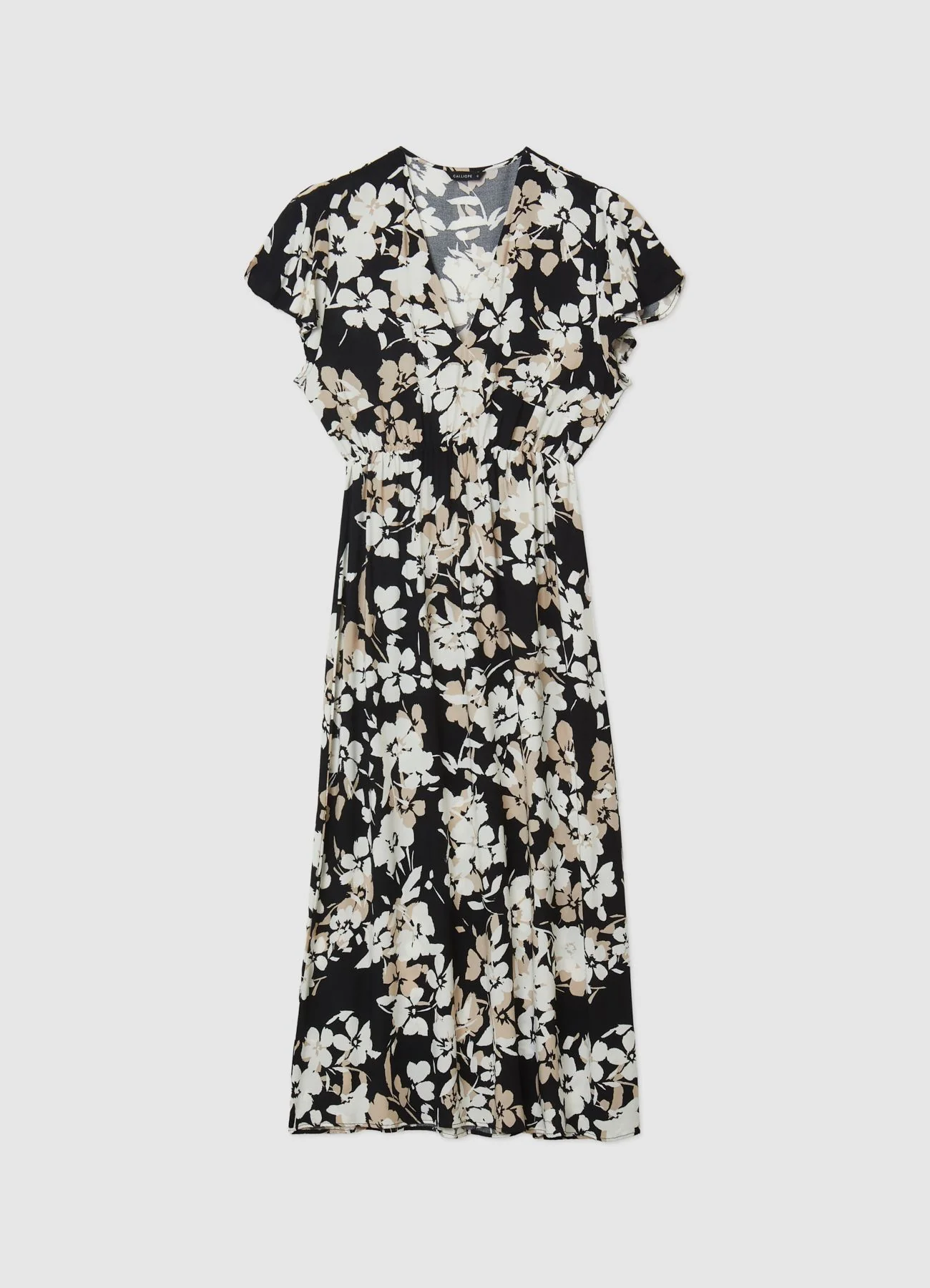 Vestito midi con stampa fiori e scollo a V - Image 4