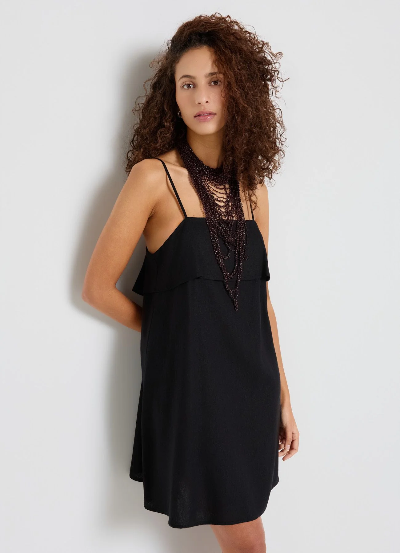 Vestito mini svasato misto lino - Image 7