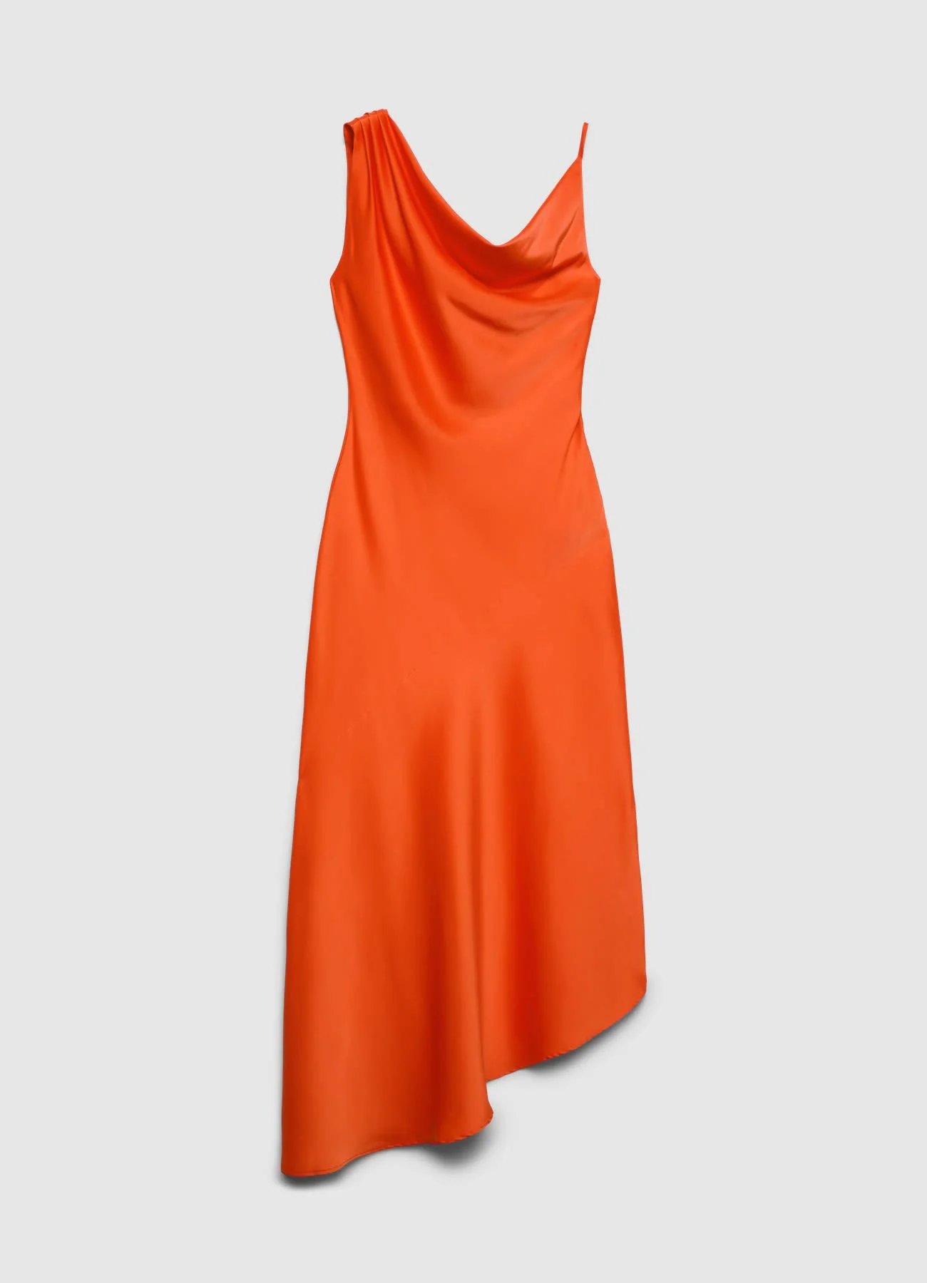 Vestito monospalla con scollo drappeggiato in similsatin - Image 4