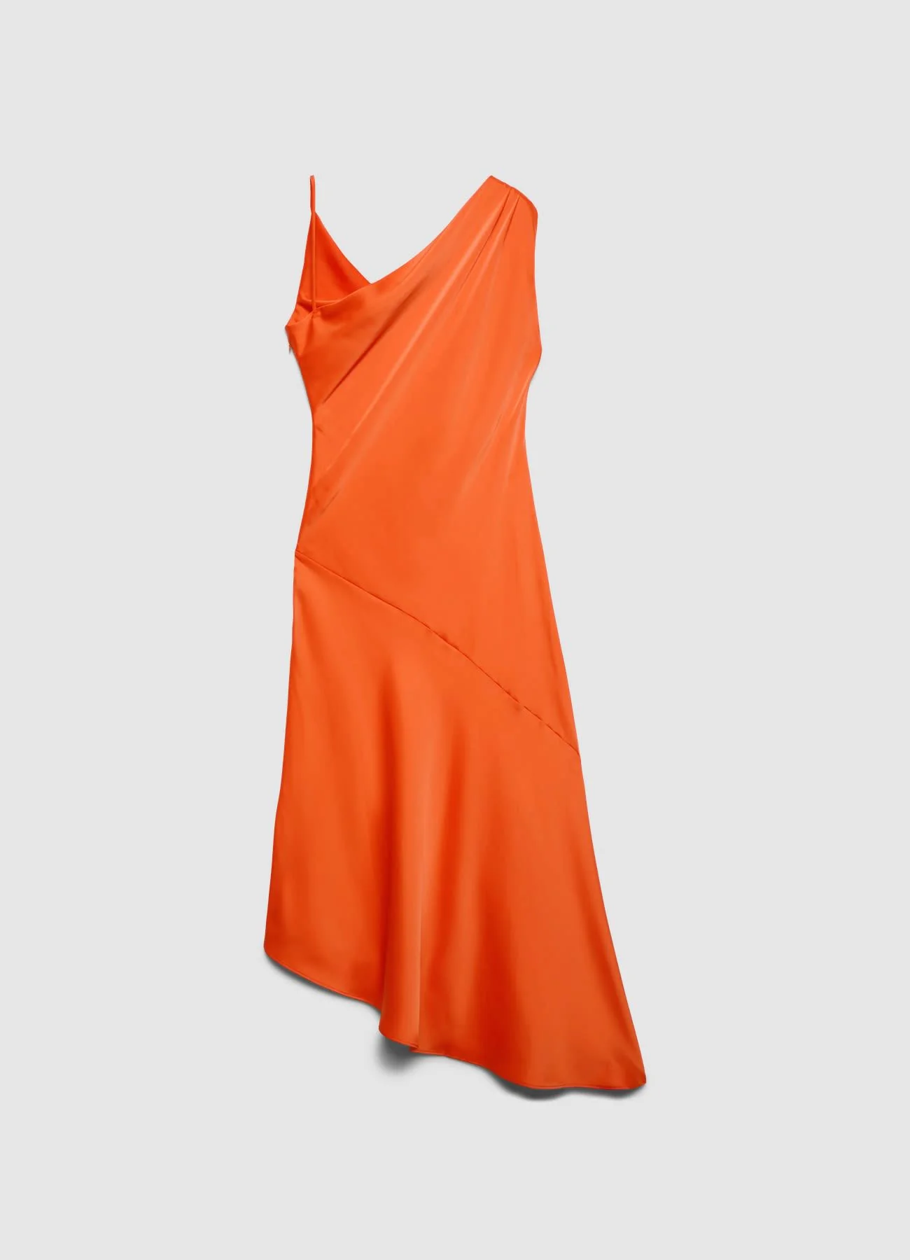 Vestito monospalla con scollo drappeggiato in similsatin - Image 5