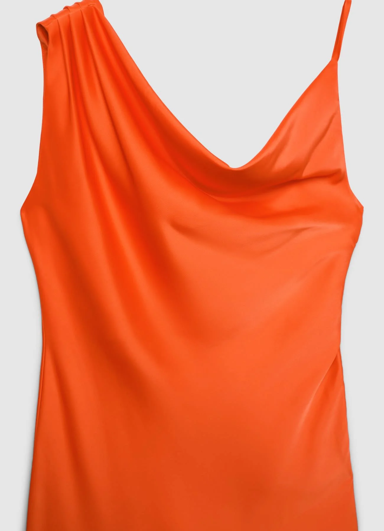 Vestito monospalla con scollo drappeggiato in similsatin - Image 6