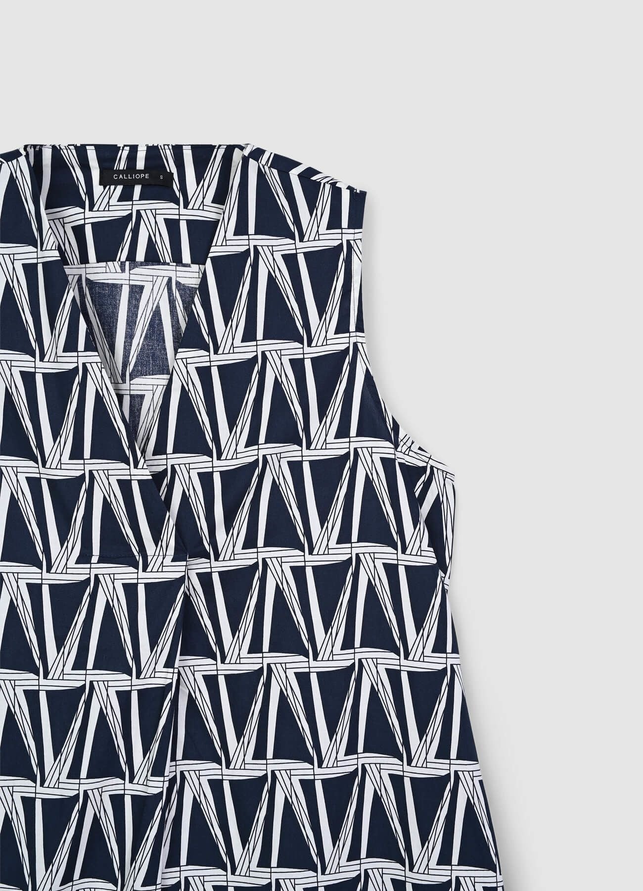 Vestito smanicato fantasia bicolor - Image 6