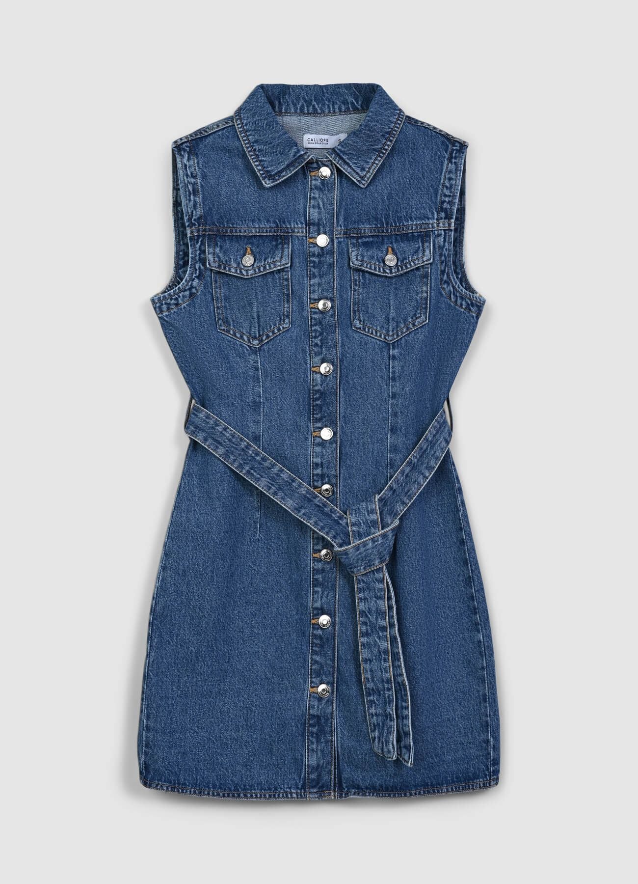 Vestito smanicato in denim - Image 4