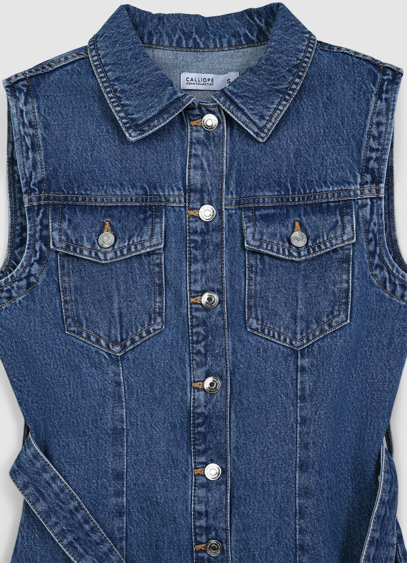 Vestito smanicato in denim - Image 5