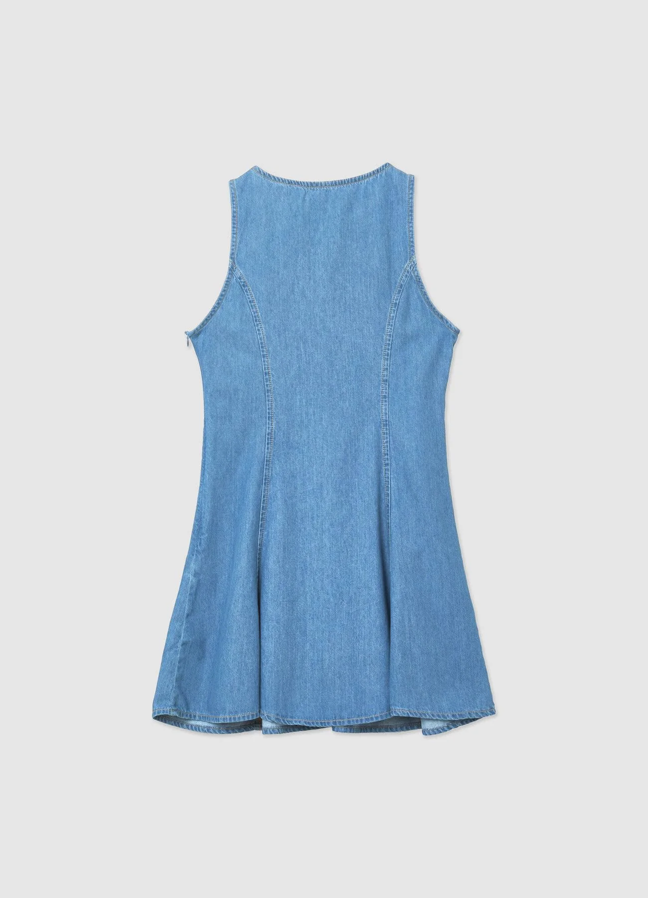 Vestito smanicato in denim con zip laterale - Image 5